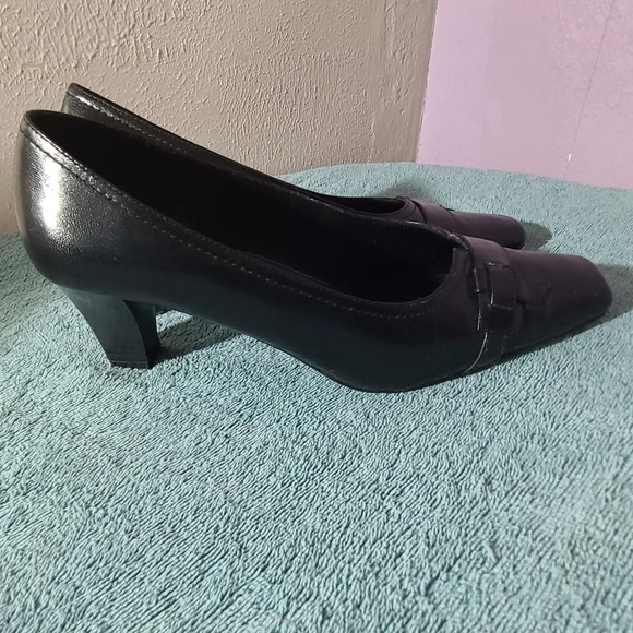 Life Stride Laura 817L07 Black Leather Pumps Heels Square Toe Shoes Women's 9M - Picture 3 of 8